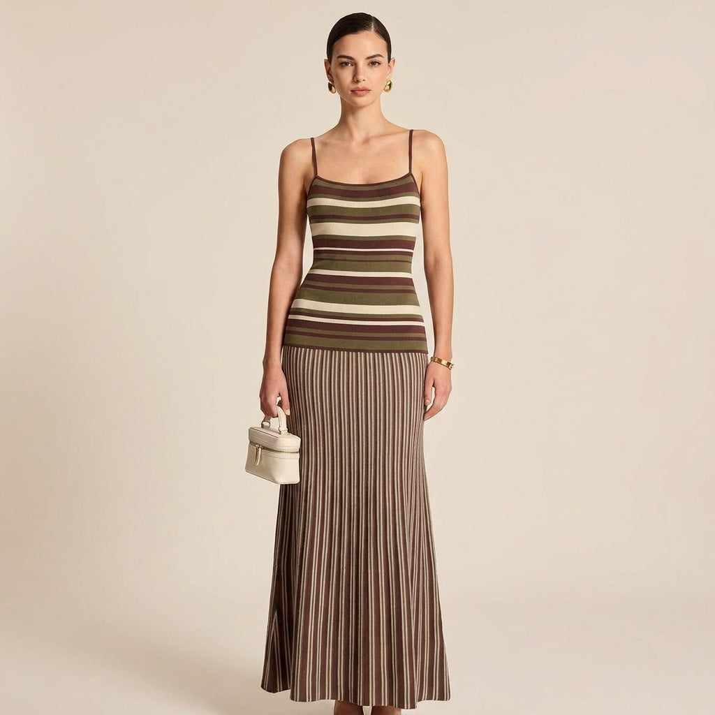 Elegant Striped Knit Dress