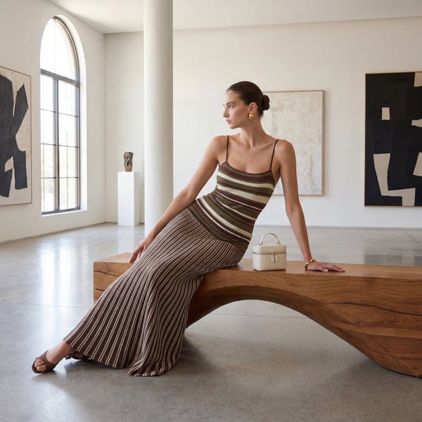 Elegant Striped Knit Dress