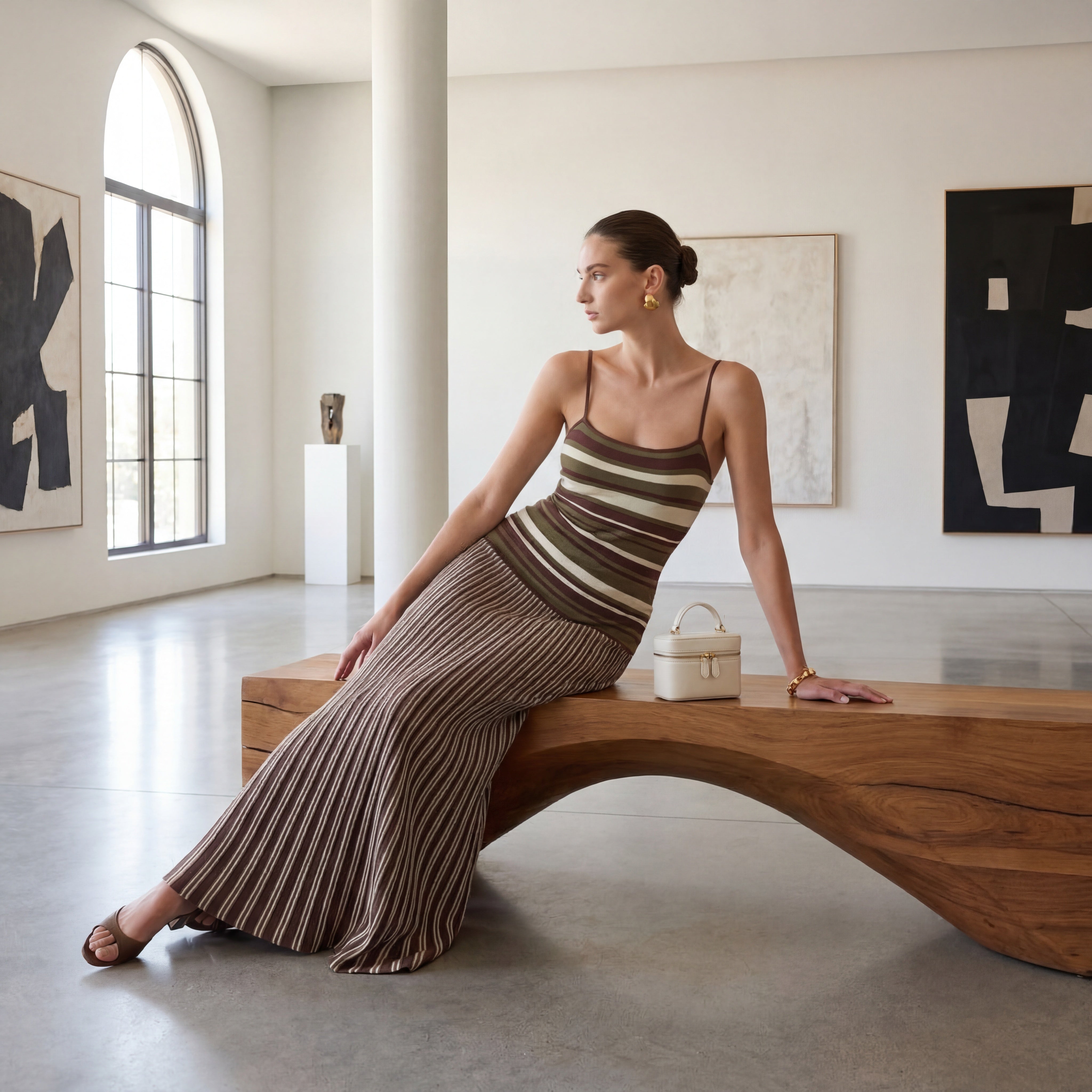 Elegant Striped Knit Dress