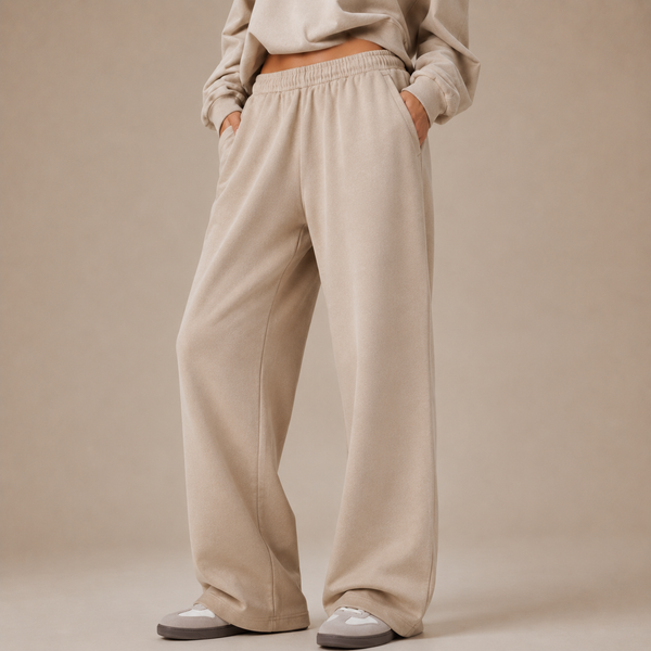 Off-Shoulder Beige Lounge Set