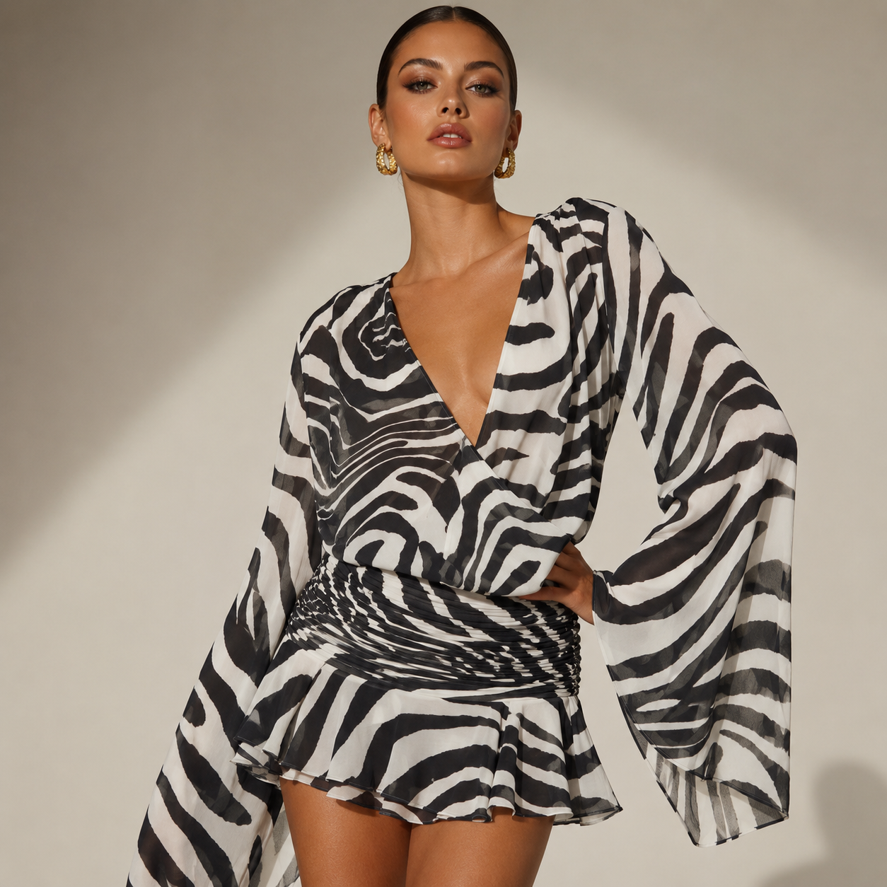 Chic Zebra-Print Mini Dress