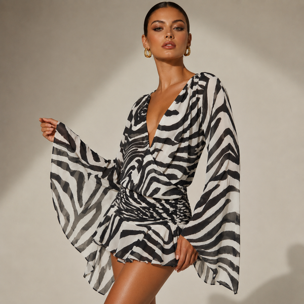 Chic Zebra-Print Mini Dress