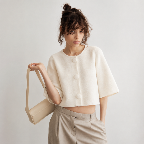 Cream Boucle Cropped Jacket