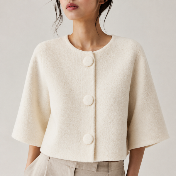 Cream Boucle Cropped Jacket