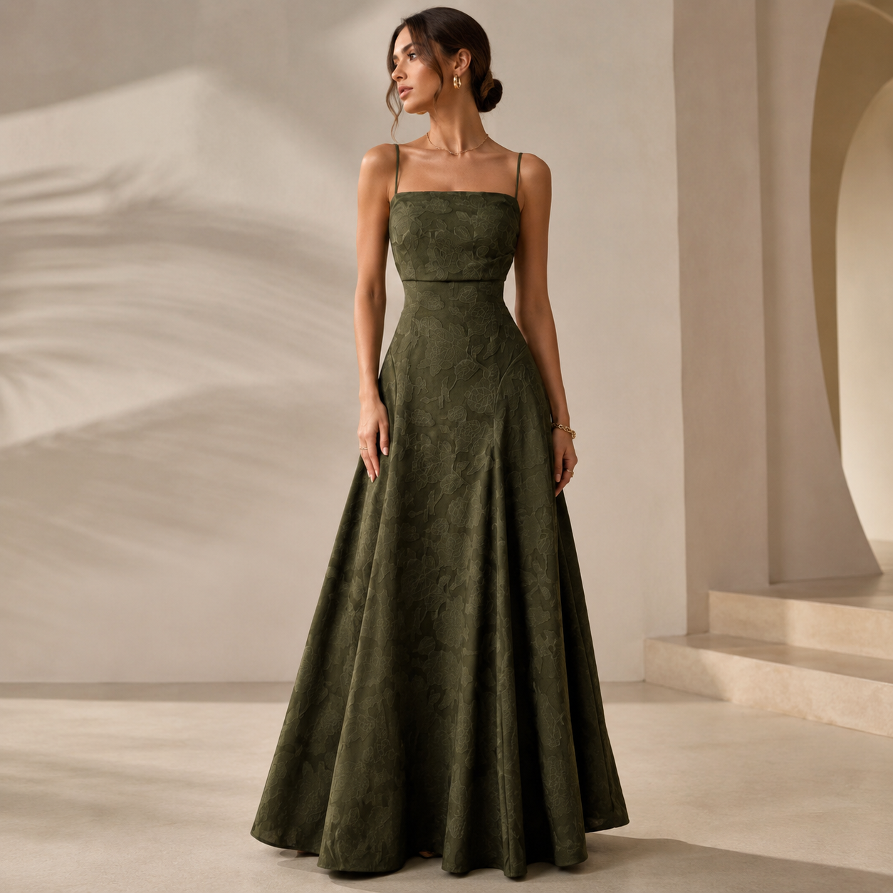 Olive A-Line Maxi Dress