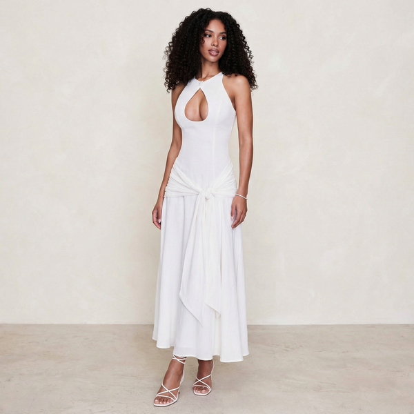 Elegant Blush Cut-Out Dress – Perfect for Special Occasions