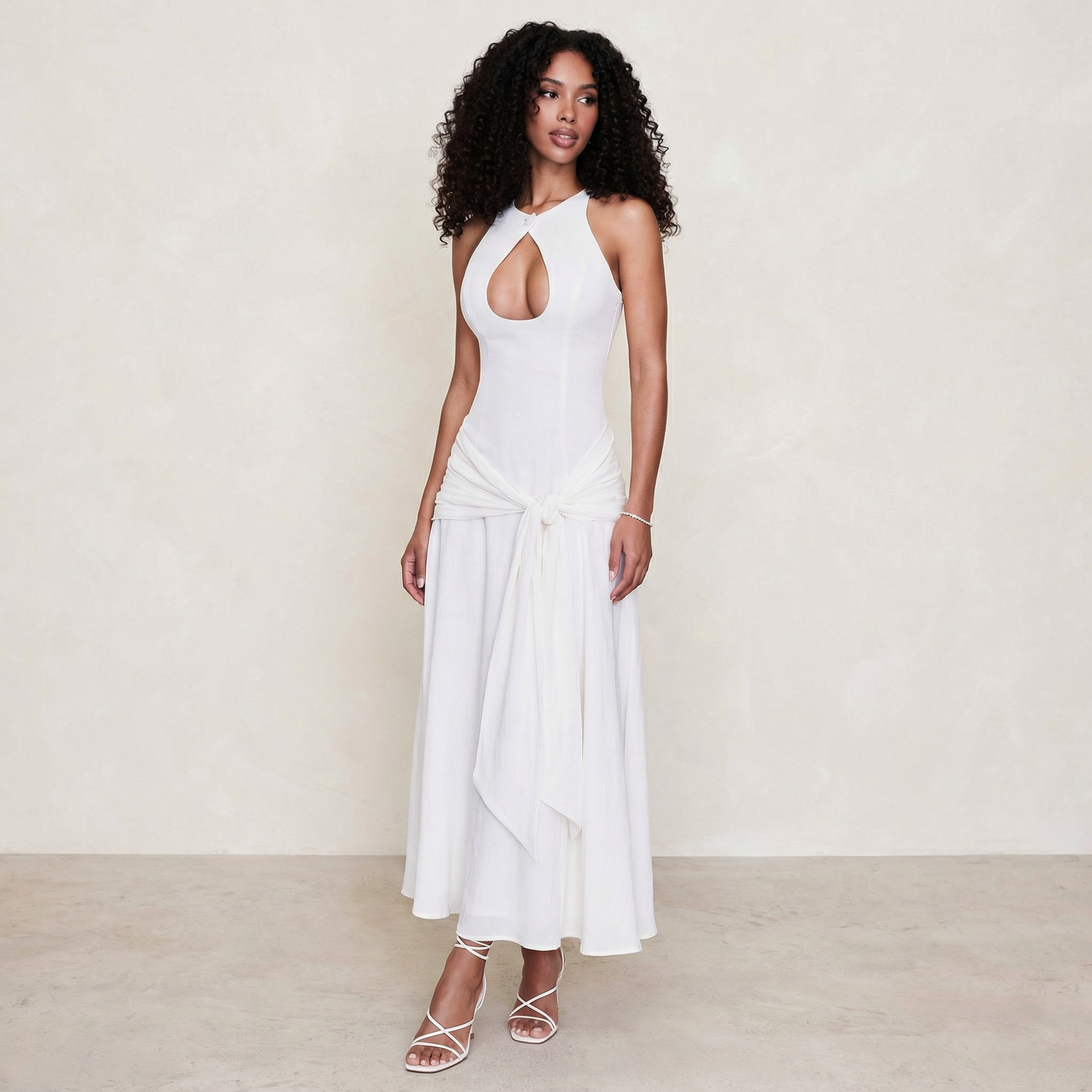 Elegant Blush Cut-Out Dress – Perfect for Special Occasions