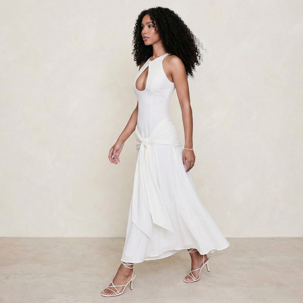 Elegant Blush Cut-Out Dress – Perfect for Special Occasions