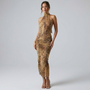 Elegant Leopard Print Halter Dress – Chic Long Dress