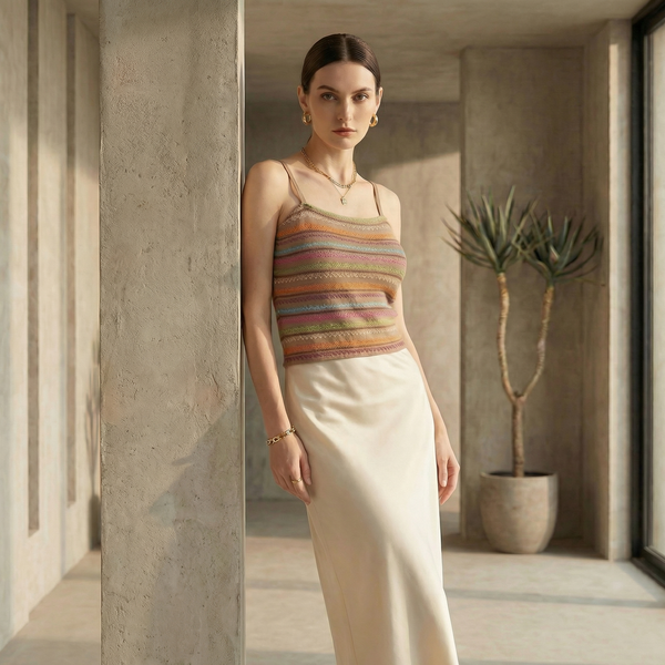 Colorful Striped Cropped Knit Top – Modern and Refined Style