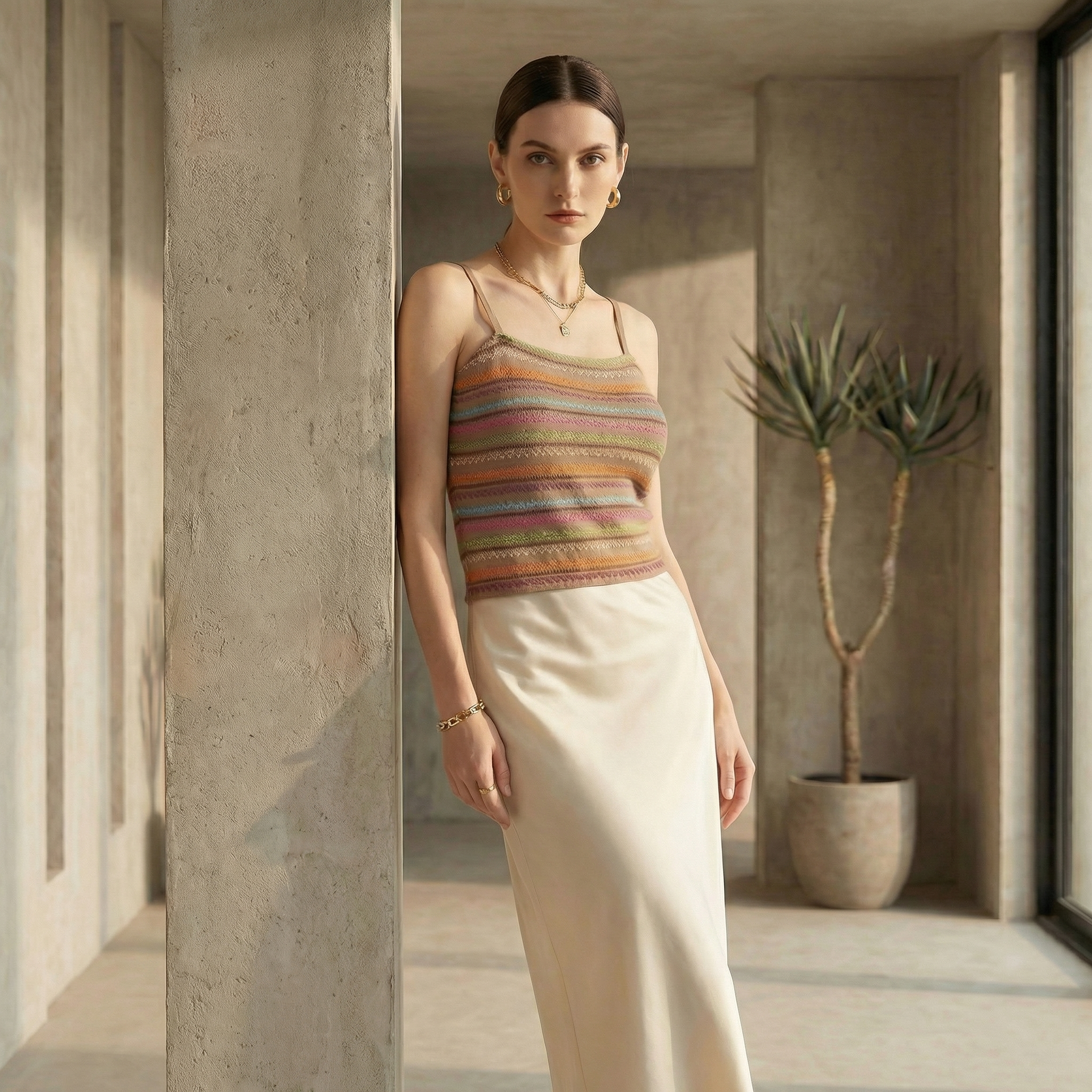 Colorful Striped Cropped Knit Top – Modern and Refined Style
