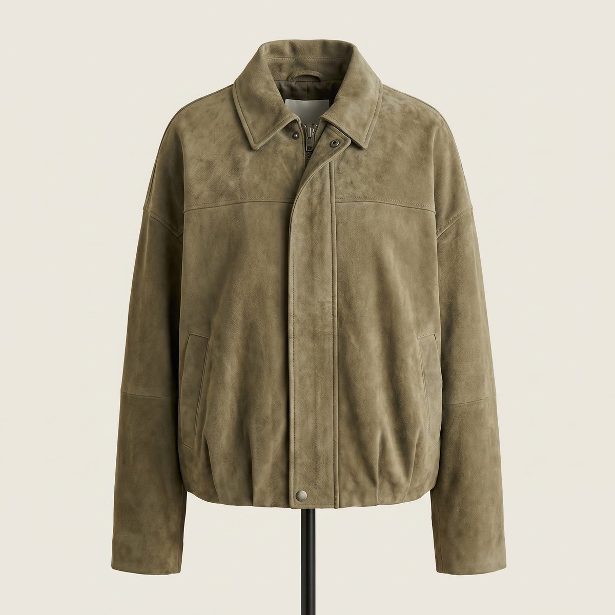 Oversized Brown Suede Bomber Jacket