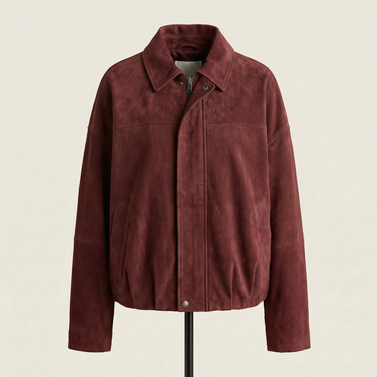 Oversized Brown Suede Bomber Jacket