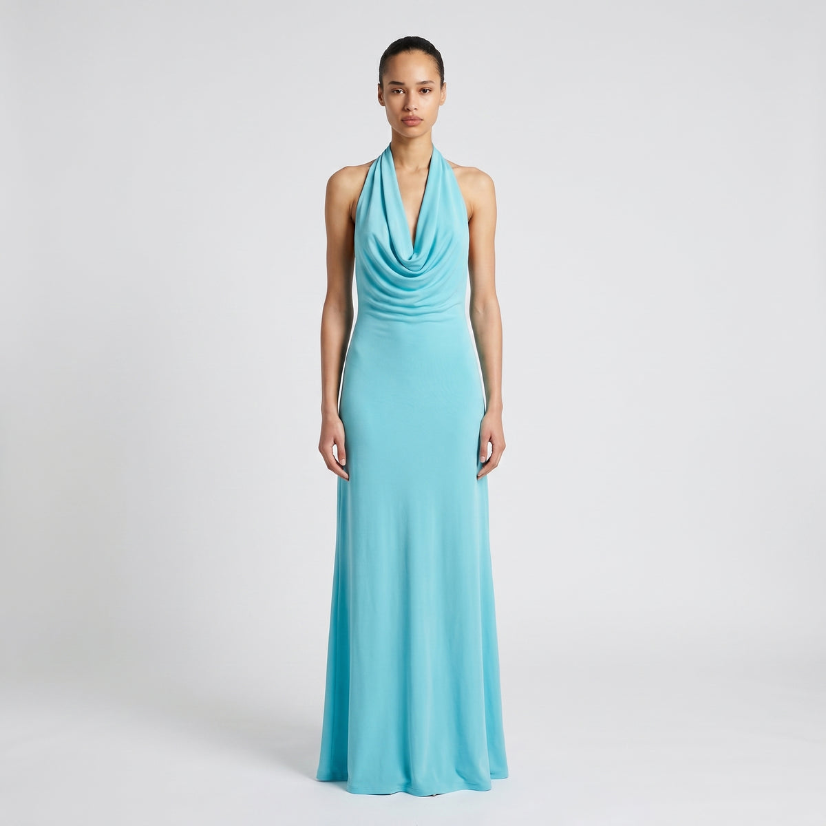 Aqua Halter Maxi Dress