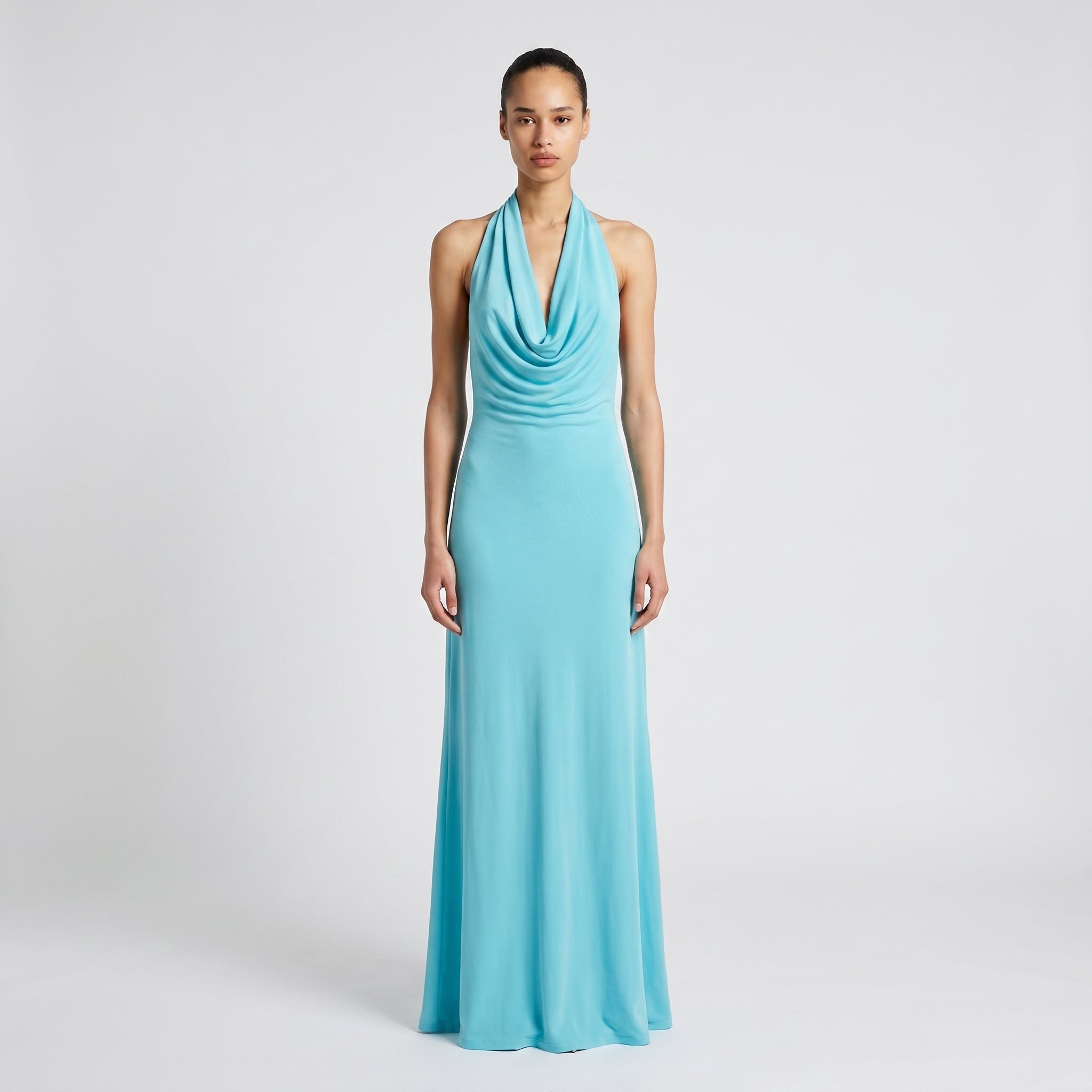 Aqua Halter Maxi Dress