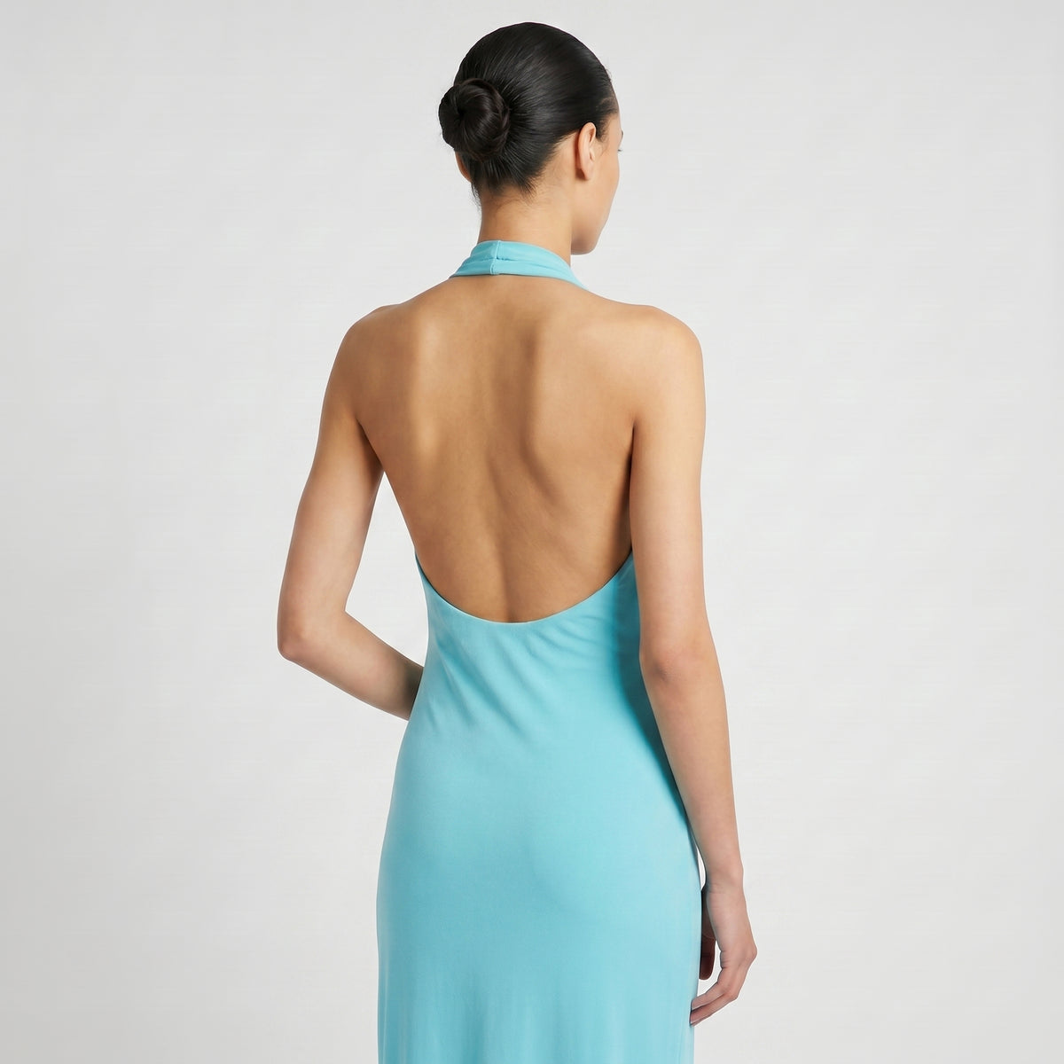 Aqua Halter Maxi Dress
