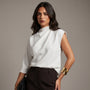 Elegant White Draped Blouse